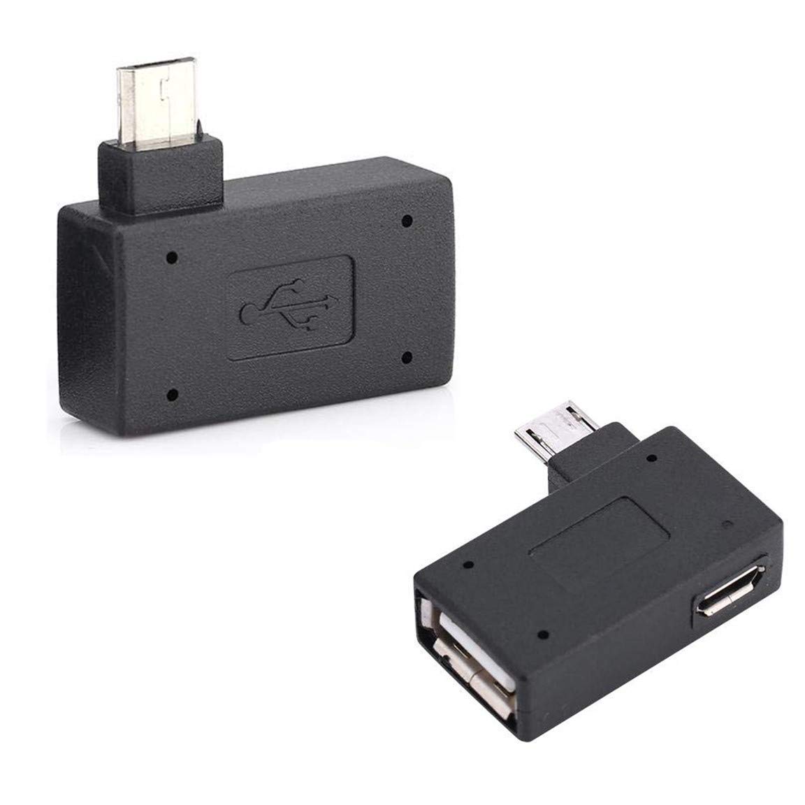 OTG Adapter, 90 Right Angle USB Port Adapter, Micro OTG Cable 2 Pack Compatible with Firestick 2nd Gen, 3rd Gen and 4K, Android Smartphones, Tablets, Rii, Logitech Keyboards, Nintendo, SNES, NES