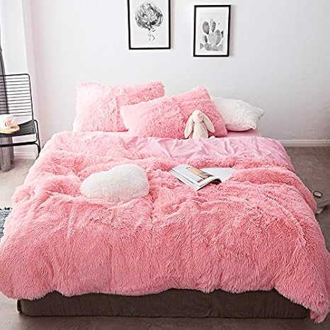 Moowoo Luxury Shaggy Plush Bedding Sets 1 Fluffy Faux Fur Duvet