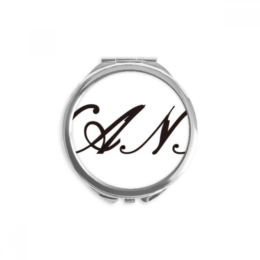 Grandma Curlicue Letters Present Pattern Hand Compact Mirror Round Portable Pocket Glass