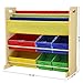 SONGMICS Kids' Toy Storage Unit Sling Bookcase Rack with 6 Fabric Bins and 3-Tier Book Shelf Multicolor UGKR48Y