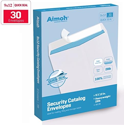 30 9 X 12 SELF SEAL White Catalog Security Envelopes - 28lb (38130)
