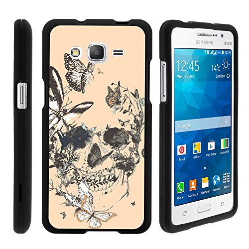 Galaxy Grand Prime Case, Stylish Personalized Protective Snap On Hard Case Phone Protector for Samsung Galaxy Grand Prime SM-G530H, SM-G530F (Cricket) from MINITURTLE | Includes Clear Screen Protector and Stylus Pen - Butterfly Skull