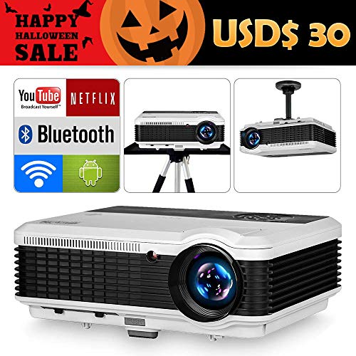 EUG HD Video Projectors with Bluetooth WiFi 4600 Lumen Android 6.0 LED Home Wireless Projector, Compatible with Fire TV, Smartphone, iPhone, PS4, HDMI USB VGA for Movies Games Arts Entertainment
