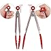 Go-Sports 2 Pack Premium Silicone BBQ Cooking Tongs，Kitchen Food Tongs，Stainless Steel Material With Heat Resistant Silicone Grip For BBQ Grilling Turner Cooking Tips, ( 9 Inch+12 Inch, Red)