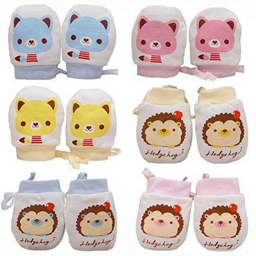 Adeimoo Cute Boys Girls Cotton No Scratch Gloves Drawstring Adjustable Mittens for Baby Infants - Thumbnail 7