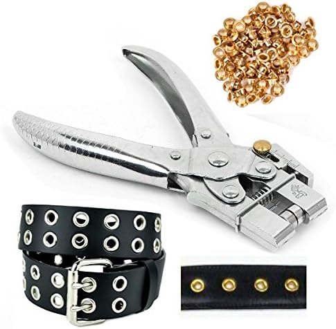 HEAVY DUTY Eyelet Hole Punch Pliers Set with 200 Eyelets Rivets Eyelet Hole Punch Belt Holes Punched Punching Plier Grommets
