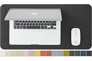 HOMIEAZICOZI Compact Leather Desk Mat - Small Non-Slip PU Desk Pad for Office and Home - Desk Organization and Accessories - Ideal for Large Mouse Pad and Small Desk Mats on Top of Desks (Black,23.6"x 11.8")