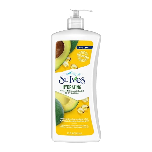 ST. IVES HYDRATING HAND & BODY LOTION MOISTURIZER FOR DRY SKIN VITAMIN E & AVOCADO MADE WITH 100% NATURAL MOISTURIZERS 21 OZ