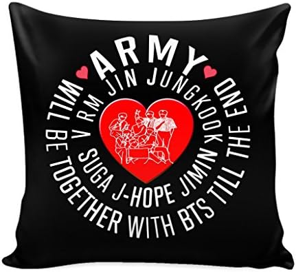 Army will be together with BTS Till The End Decorative Throw Pillow Case Cushion Cover 16 X 16 Inch (Black) V1