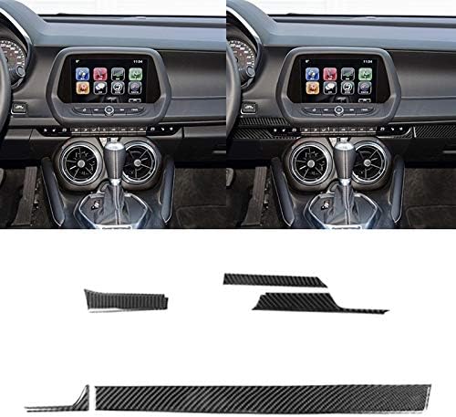 Carbon fiber interior， 5 in 1 Car Carbon Fiber Central Console Decorative Sticker for Chevrolet Camaro 2017-2019, Carbon Fiber Decorative Sticker