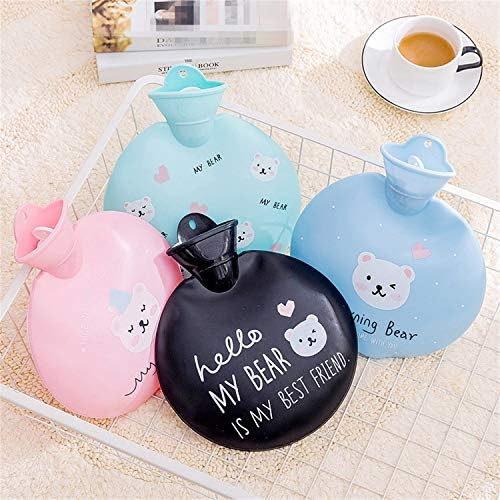 900ML Girl Round Cartoon Bear Hot Water Bottle Four-Piece Suit, Winter Gift, Explosion-Proof Water-Filled PVC Hand Warmers