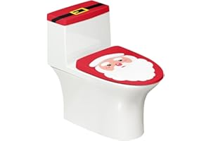 Eheartsgir Red Santa Claus Bathroom Toilet Lid Tank Cover 2 Pack Set, Stretchable Anti-Stains Fabric Toilet Tank Replacement Cover, Indoor Bathroom Christmas Decor