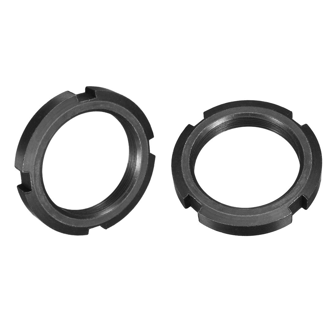 uxcell M50x1.5mm Fine Pitch Thread Retaining Four-Slot Slotted Round Nut, 2Pcs Carbon Steel Round Lock Nut for Various Rolling Bearings, Industrial Field, Black
