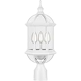 Cozesigns White Outdoor Post Light,19.21" 3-Light Lamp Post Light Fixture,Waterproof Anti-Rust Aluminum Pole Lights Outside L