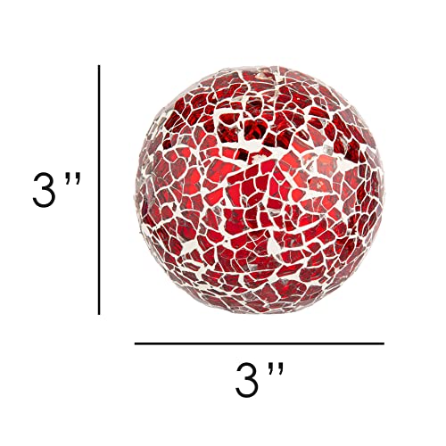 Ka Home Red Mosaic Glass Orbs Set of 5 Decorative Sphere Balls for