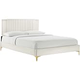 Modway Zahra Channel Tufted Performance Velvet Full Platform Bed in White