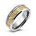 Bling Jewelry Golden Silver Two Tone Celtic Knot Dragon Inlay Couples Titanium Wedding Band Rings for Men for Women Comfort Fit 8MM