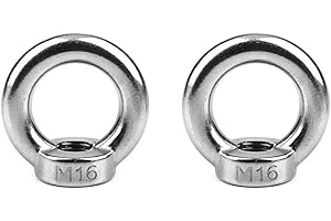RANIT Lifting Eye Nut M16-2.0mm Pitch Female Thread 304 Stainless Steel Round Shape for Rope Fitting Pack of 2