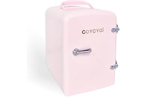 COYCYQI Cool and Portable Mini Fridge - Ideal for Bedroom, Car, Office, and Dorm Room - 4L/6 Can Electric Cooler & Warmer for Food, Drinks, Skincare, and Makeup - AC/DC Powered - Pink