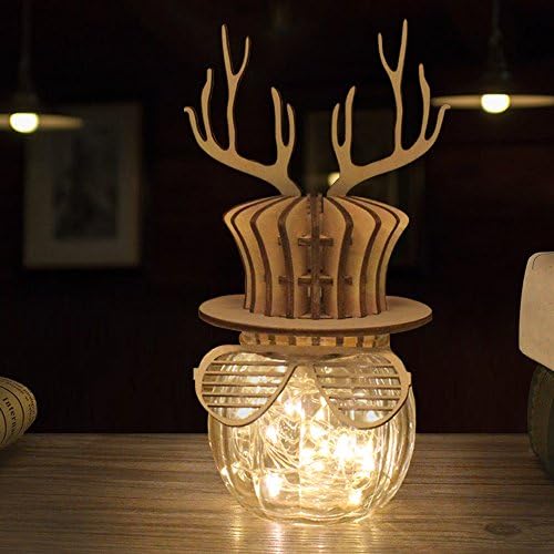 LED Night Light Table Decorations LED Night Light for Kids Wooden Ornaments Waterproof Warm White Adjustable LED Lights in Glass Jar Night Light Birthday Valentines day Gift