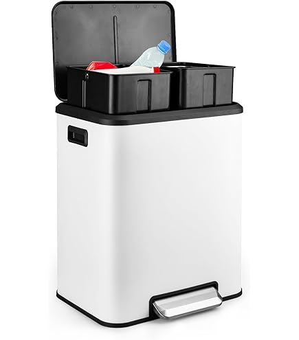 Amazon.com: GAOMON Dual Bin Rectangular Trash Can, Stainless