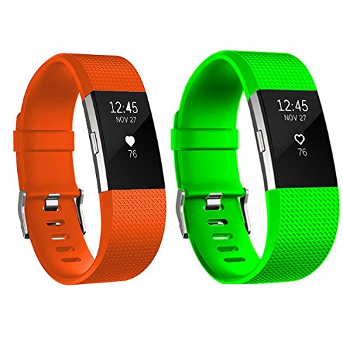 2 Pack Fitbit Charge 2 Bands,Wonlex Soft Silicone Replacement Wristband Sport Fitness Watch Strap for Fitbit Charge 2 (Small, 1)