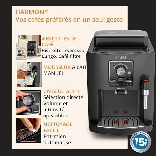 - Harmony - Machine Espresso Automatique Grise - 4 recettes - 15 bars