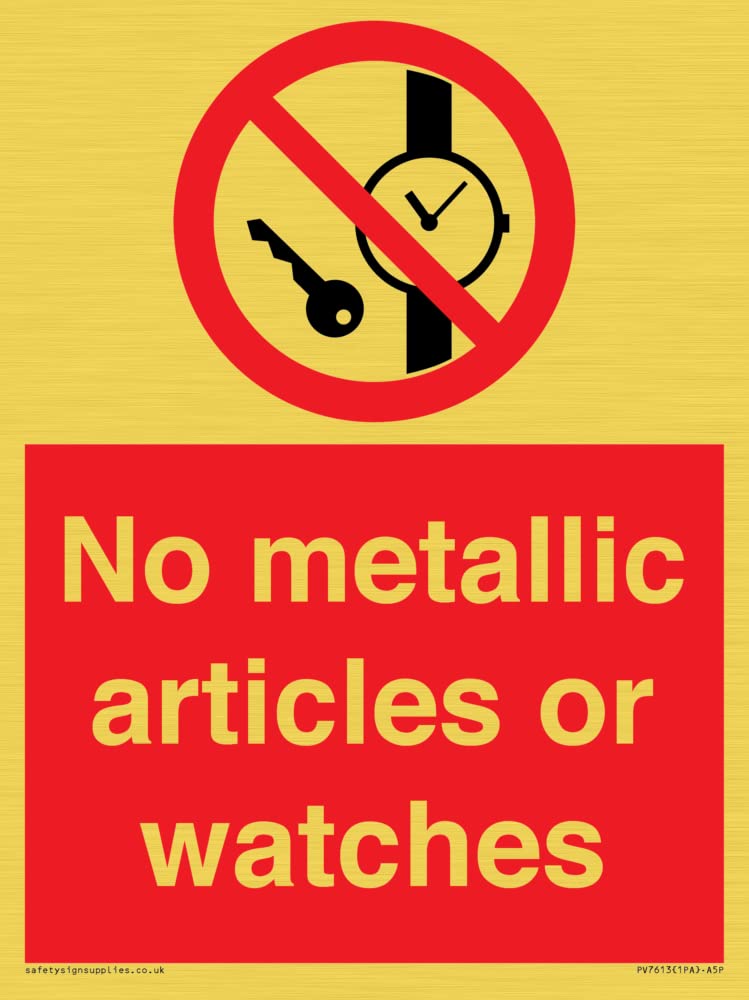 No metallic articles or watches Sign - 150x200mm - A5P