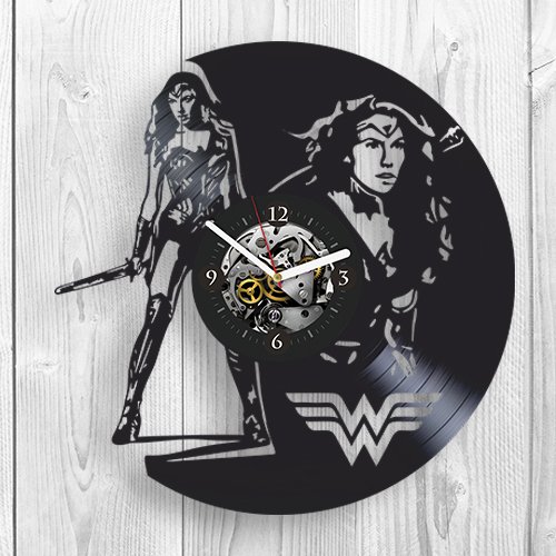 Wonder Woman, 2017 Movie, Gal Gadot, Vinyl wall Clock, Home Decor, Unique Design, Vinyl Record, Marvel, DC, Comics, Movie, Best Gift for Mom, Dad, Kid, Pop Modern Wall Art