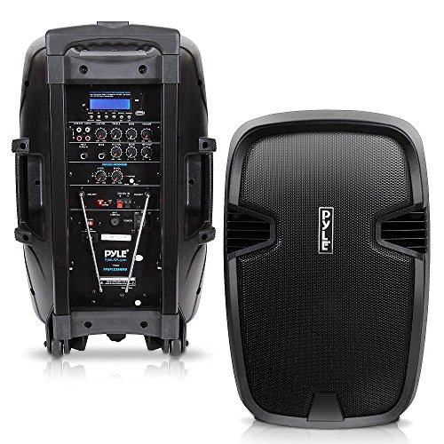 Pyle-1000-Watt-12-Bluetooth-PA-Speaker-Indoor-Outdoor-Portable-Sound-System-with-2-UHF-Wireless-Microphones-Rechargeable-Battery-Audio-Recording-USBSD-Readers-FM-Radio-PPHP1235WMU