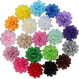 QingHan 20 Colors Baby Girl Chiffon Flowers Lined Hair Bows Clips for Teens Girls Babies Toddlers