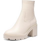 DREAM PAIRS Women's Chelsea Platform Boots Elastic Chunky Heel Lug Sole Ankle Booties Shoes