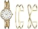 Anne Klein Women's AK/2236GBST Swarovski Crystal-Accented Gold-Tone Open-Bangle Watch and Bracelet Set