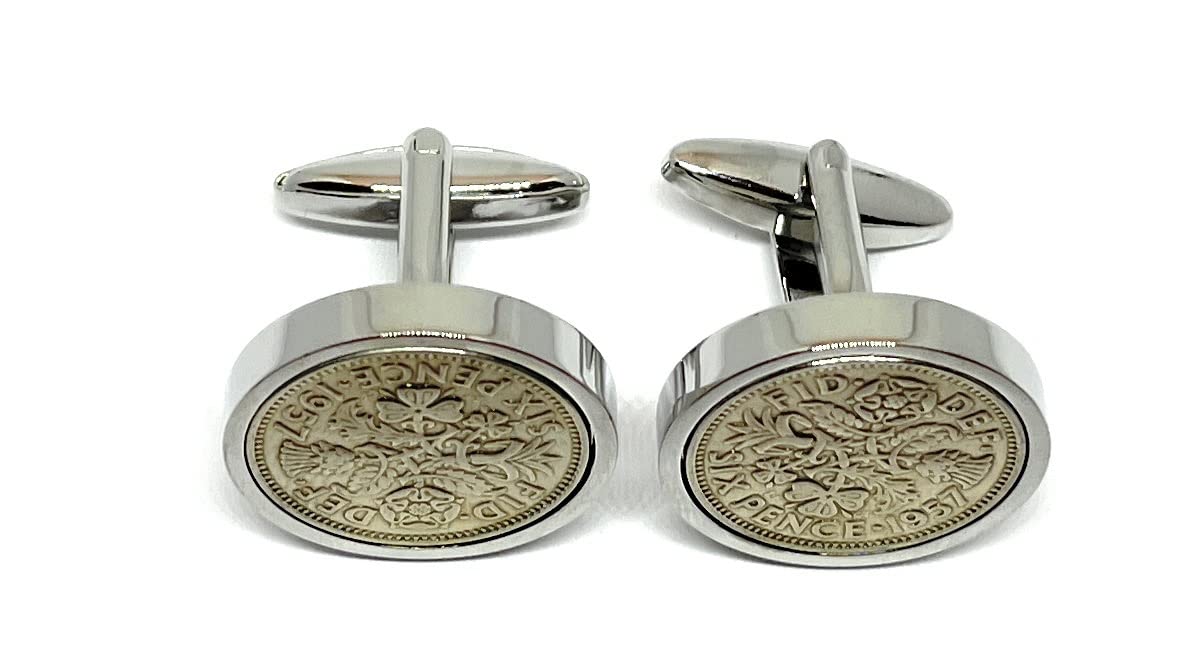 Luxury 1957 Original Lucky Sixpence 6d birthday/Anniversary Cufflinks ideal for a 69th birthday
