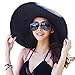 Itopfox Womens Beachwear Sun Hat Striped Straw Hat Floppy Big Brim Hat Black 1,One Size(22inch-22.8inch Circumference)