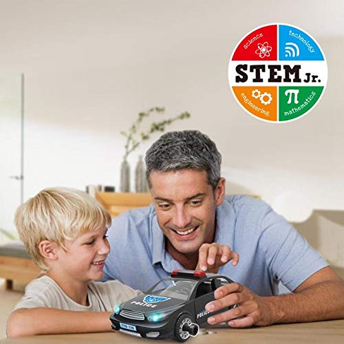 STEM Police Car Toy Limei Building Toy Car Vehicle Assemble by Power Drill with Realistic Lights and Sound Learning Educational Toy for Toddlers Kids by Noble Toys Factory(33Pcs)