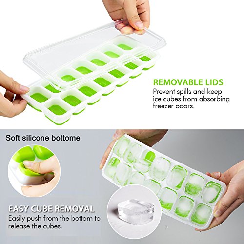 image for Thsinde Silicone Ice Cube Trays 5 Pack With Icing Clips, Flexible 14-I