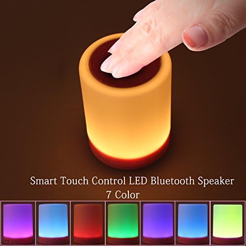 XYH Night Light Table Lamp with Portable Bluetooth Speaker, Touch Control Bedside Lamp Color LED Outdoor Lamp, Micro SD / AUX/DC 5V (Pink)