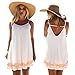 Franterd Women Mini Dress Summer Evening Party Beach Backless Skirts Sundress (M) White