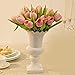 Tulip Pink 10 Pcs SOLEDI PU Real-touch Artificial Flowers for Bridal Bouquet Wedding Living Room Table Home Garden Decoration