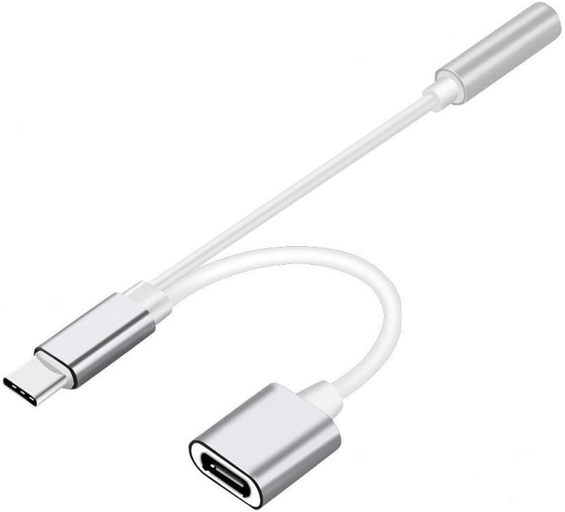 Geekercity 2 in 1 USB-C to 3.5mm Audio Adapter, USB Type C Cable Fast Charge to 3.5mm Audio Jack Headphone Adapter Converter Supports Audio and Charging for Motorola MotoZ, Letv Le Pro 3