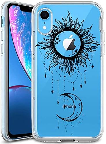 Sun and Moon Clear Phone Case Compatible iPhone XR Customized Design by MERVELLE TPU Clear Shock-Proof Protective Case [Ultra Slim, Anti-Slippery]