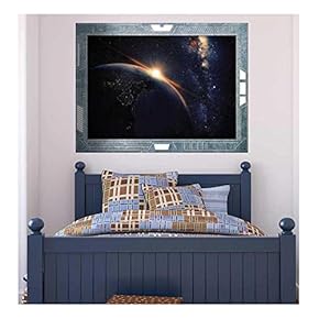Wall26 - Science Fiction ViewPort - Decal - The Sun Rising Over the Earth - Wall Mural, Removable Sticker, Home Decor - 24x32 inches