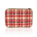 TOP CASE - Red Plaid Canvas Fabric Laptop Sleeve Bag Case Cover Compatible with Most 13-Inch Laptop/Apple MacBook White/Pro/Air 13