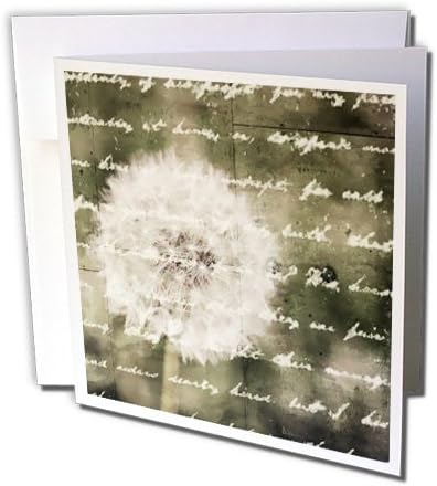 3dRose gc_57270_1 6 x 6-Inch"Wish Inspiration - Dandelion Flower - Vintage Inspired Floral Print" Greeting Card (Pack of 6)