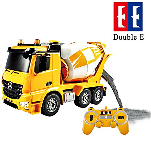 Double E RC Mixer Truck 4 Wheel Drive 8 Channel Remote Control Truck Authorized by Mercedes-Benz Arocs RC Heavy Construction?Electronics Hobby Toys with Simulation Lights and Sounds