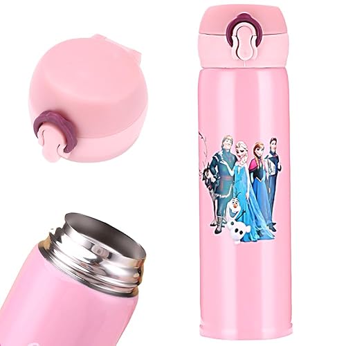 Frrozen Insulated Bottle, Water Bottle Steel Drink Flask Leak Proof Insulated Bottle Reusable Vacuum Thermal Flask Leakproof Drinks Bottle Insulated Water Bottle for Home Travel (500ml, Pink)