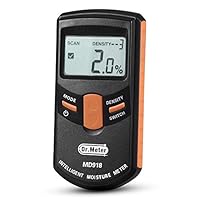 Pinless Wood Moisture Meter, Dr.meter Upgraded Inductive Pinless Tools, Intelligent Lumber Moisture Meter, Digital Moisture Meter for Wood, (Range 4% - 80% RH; Accuracy: 0.5%), MD918