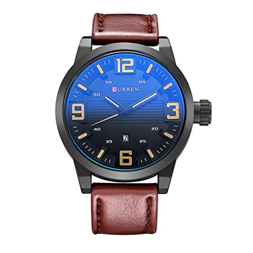 Top Luxury Brand Curren Watch Correa de Cuero para Hombres Casual Militar Reloj de Pulsera de Cuarzo Reloj Masculino 8241 - Imagen 3