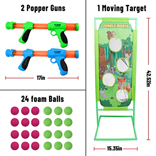 DeXop Shooting Game Toy for Kids 5 6 7 8 9 10+ Years Olds Boys and Girls Foam Balls Toy Gun Air Balls Shooting Game Blaster Toy Set Moving Indoor-Outdoor Activity Game for Kids Birthday Party Gift